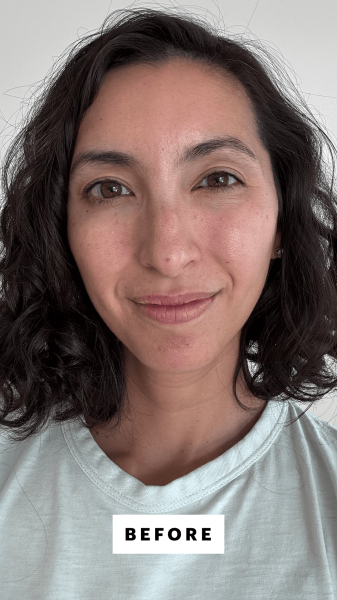 Pai before applying the Isdin Eryfotona Ageless Tinted Mineral Sunscreen